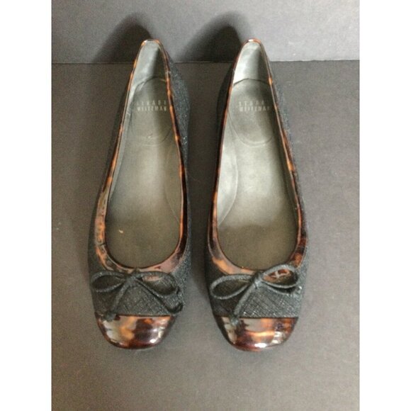 Stuart Weitzman Womens Black Tortoise Shell Trim Ballet Flats Size 7 M Made In S - Picture 4 of 13